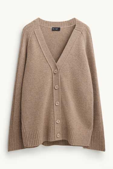 Damen - Strickjacke mit Kaschmir-Anteil - Woll-Mix - hellbraun