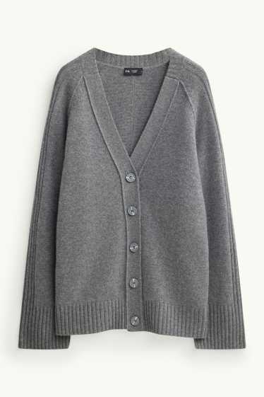 Damen - Strickjacke mit Kaschmir-Anteil - Woll-Mix - grau