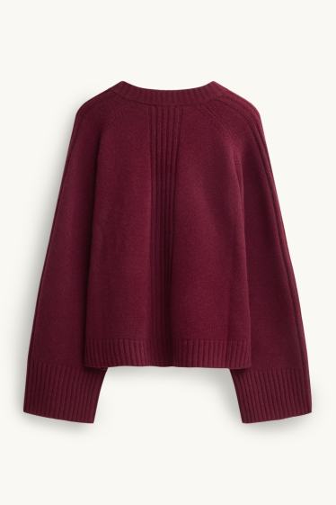 Femmes - Pull avec teneur en cachemire - laine mélangée - bordeaux