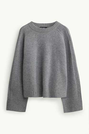 Femmes - Pull avec teneur en cachemire - laine mélangée - gris chiné