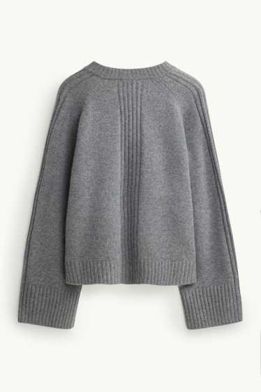 Femmes - Pull avec teneur en cachemire - laine mélangée - gris chiné