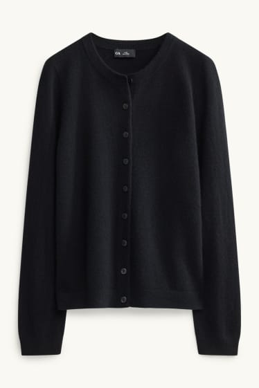 Dames - Gebreid vest van kasjmier - zwart