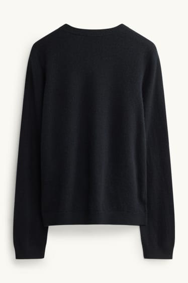 Dames - Gebreid vest van kasjmier - zwart