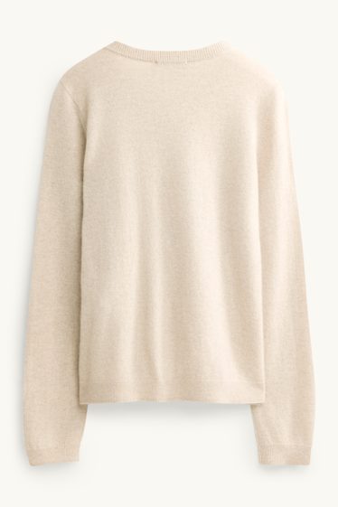 Dames - Gebreid vest van kasjmier - crème wit