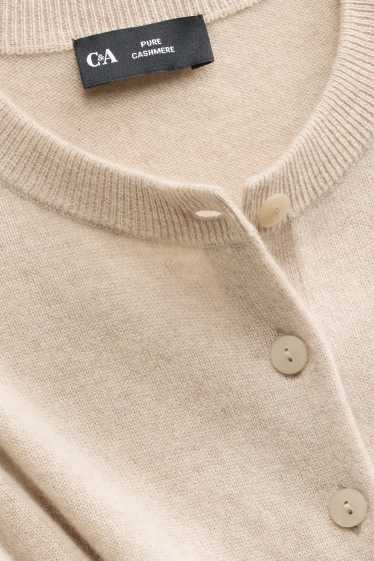 Dames - Gebreid vest van kasjmier - crème wit