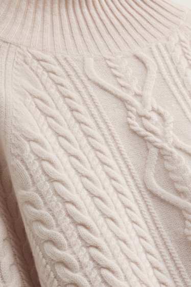 Femmes - Pull à col roulé en cachemire mélangé - laine mélangée - rose tendre