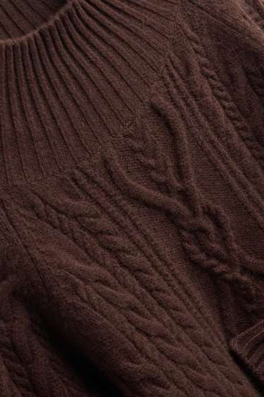 Femmes - Pull à col roulé en cachemire mélangé - laine mélangée - marron foncé