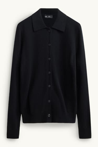 Damen - Kaschmir-Strickjacke - schwarz