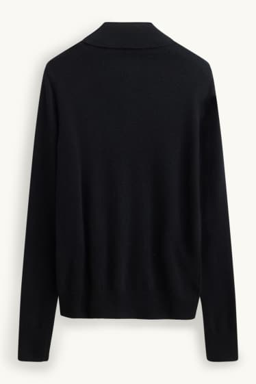 Damen - Kaschmir-Strickjacke - schwarz