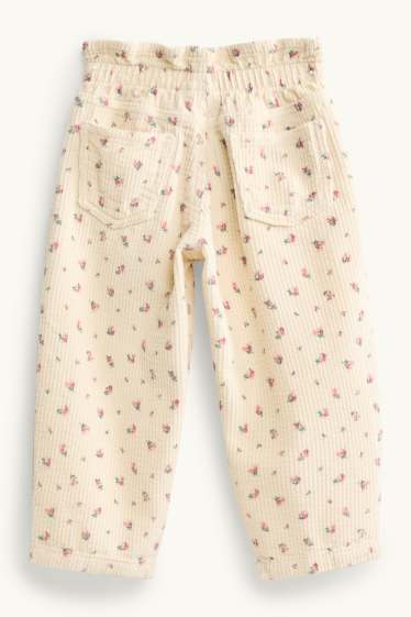 Enfants filles - Fleurs - pantalon en velours côtelé - jaune clair