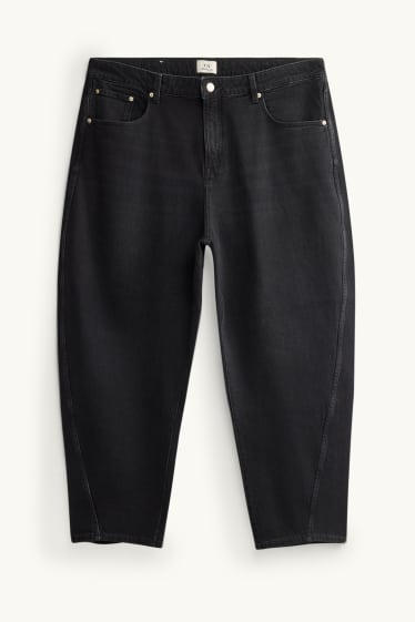 Femei - Barrel jeans - talie înaltă - negru