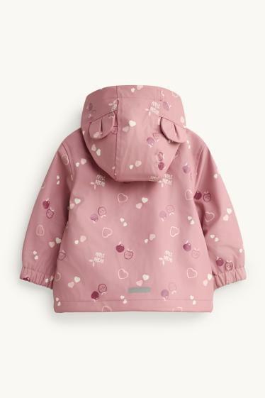 Baby Girls - Heart and apple - baby rain jacket with hood - rose