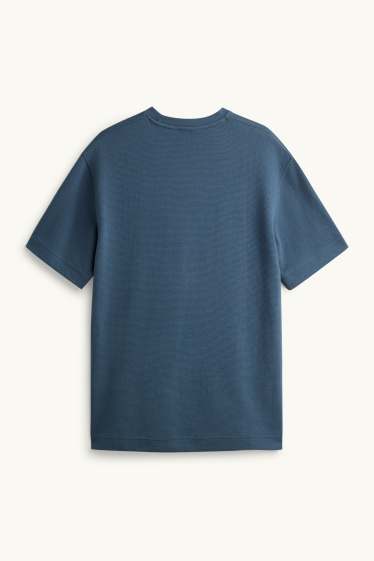 Heren - T-shirt - relaxed fit - geribd - blauw