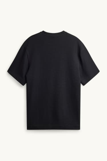 Heren - T-shirt - relaxed fit - geribd - zwart