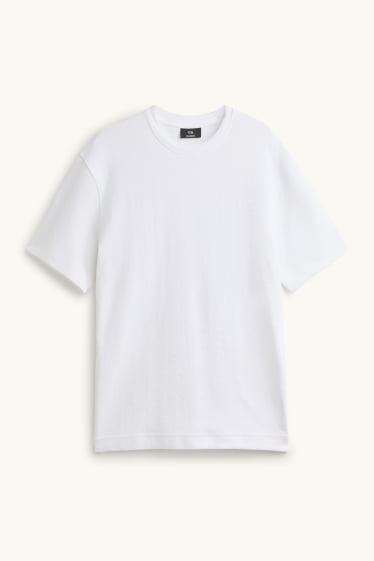 Heren - T-shirt - relaxed fit - geribd - wit