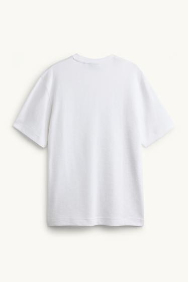 Heren - T-shirt - relaxed fit - geribd - wit
