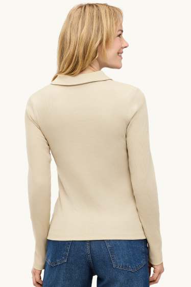Donna - Camicetta - a coste - beige