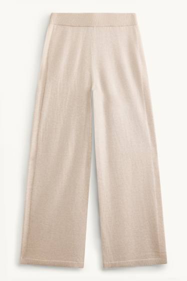 Femmes - Pantalon en cachemire - mid waist - straight leg - beige clair