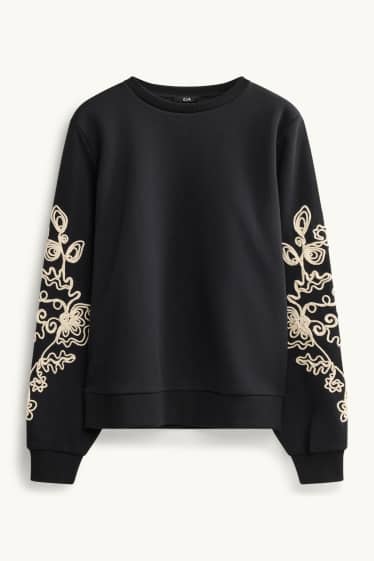 Femmes - Sweat - brodé - noir / beige