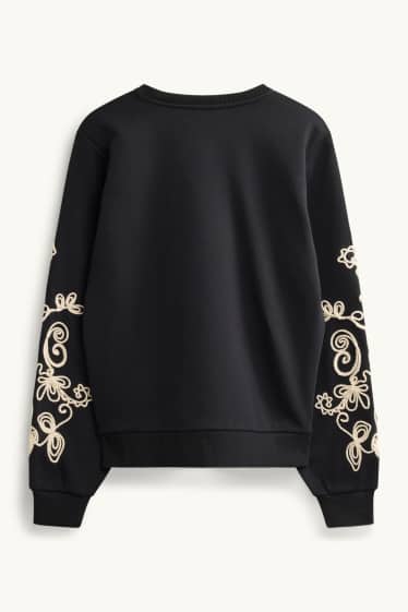 Femmes - Sweat - brodé - noir / beige