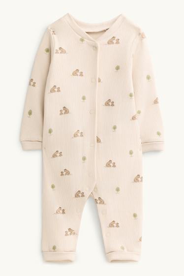Unisex - Beertje - babypyjama - ribstof - beige / bruin
