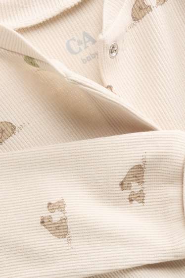 Unisex - Beertje - babypyjama - ribstof - beige / bruin
