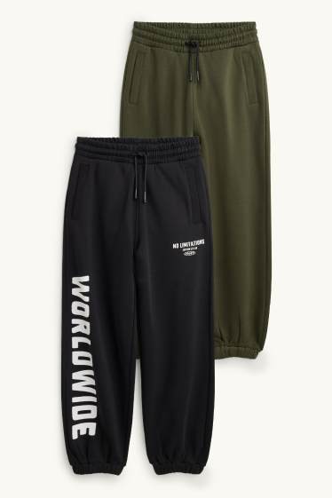 Enfants garçons - Lot de 2 - pantalon de jogging - vert foncé / noir