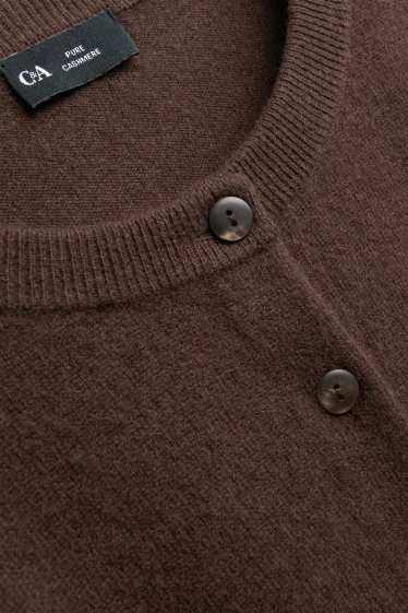 Damen - Kaschmir-Strickjacke - dunkelbraun