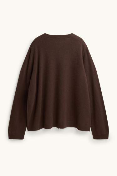 Damen - Kaschmir-Strickjacke - dunkelbraun