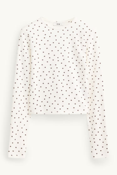 Dona - Samarreta de màniga llarga - slim fit - de piquets - blanc