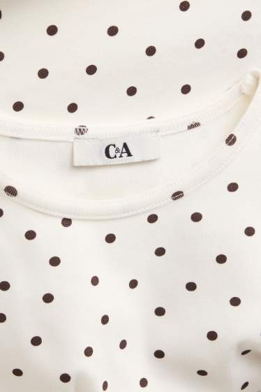 Dona - Samarreta de màniga llarga - slim fit - de piquets - blanc