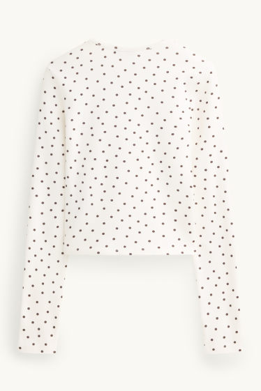 Dona - Samarreta de màniga llarga - slim fit - de piquets - blanc