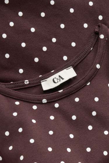 Dona - Samarreta de màniga llarga - slim fit - de piquets - marró