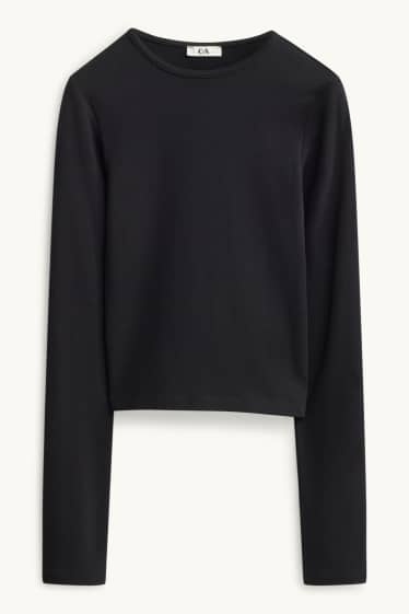 Women - Long sleeve top - slim fit - black
