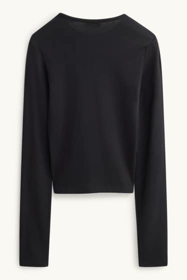 Women - Long sleeve top - slim fit - black