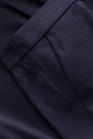 Dámské - Plátěné kalhoty - mid waist - wide leg - s úzkými proužky - tmavomodrá