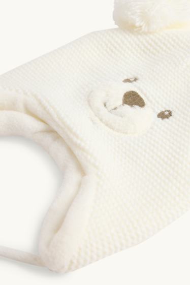 Unisex - Teddy bear - baby hat - cremewhite