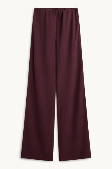Femmes - Pantalon de jogging - finition côtelée - bordeaux