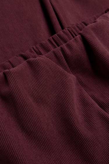 Femmes - Pantalon de jogging - finition côtelée - bordeaux