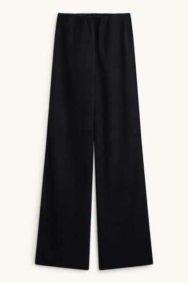 Femmes - Pantalon de jogging - finition côtelée - noir