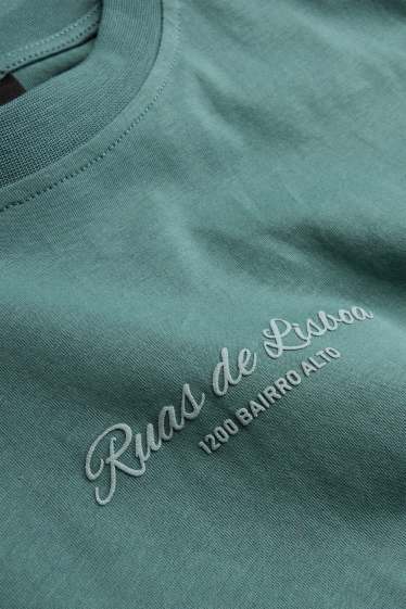 Hommes - T-shirt - regular fit - bleu pétrole