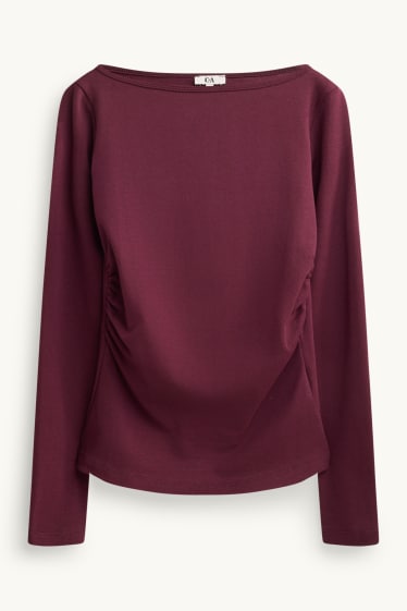 Damen - Langarmshirt - Slim Fit - bordeaux