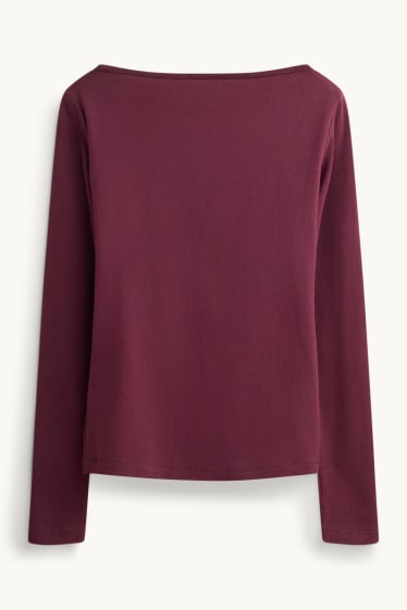 Damen - Langarmshirt - Slim Fit - bordeaux