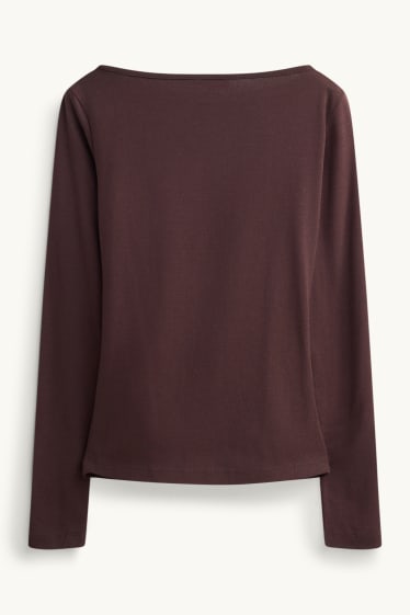Damen - Langarmshirt - Slim Fit - dunkelbraun