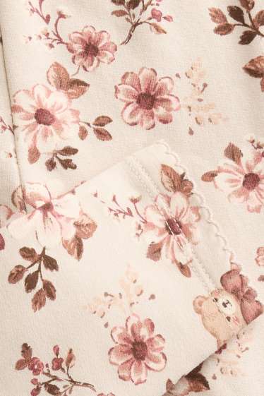 Bébés filles - Petites fleurs et teddy bear - leggings bébé - beige / marron