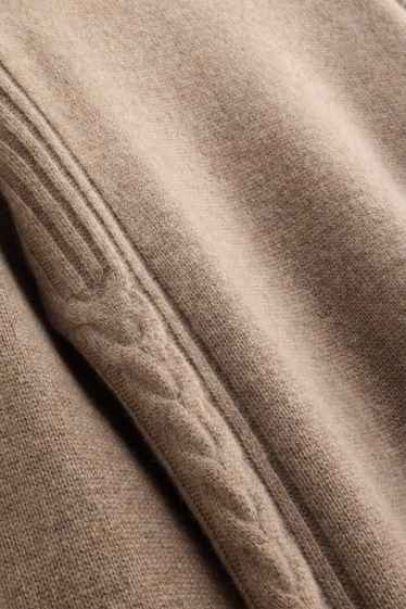 Donna - Vestito in maglia con cashmere - straight fit - misto lana - marrone chiaro