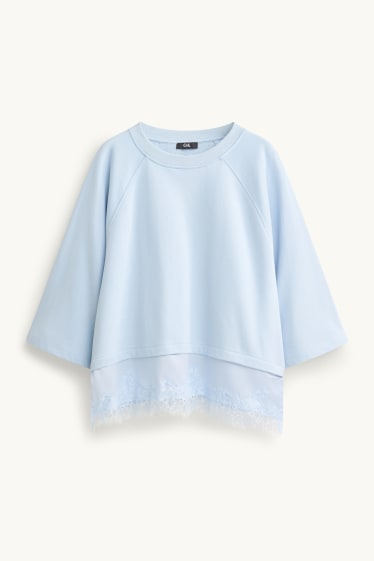 Damen - Sweatshirt - 2-in-1-Look - hellblau