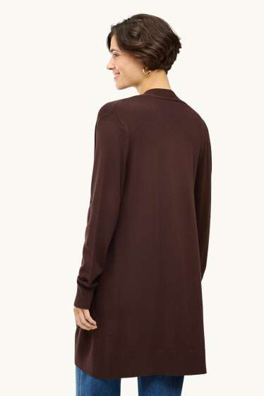 Damen - Lange Strickjacke - dunkelbraun