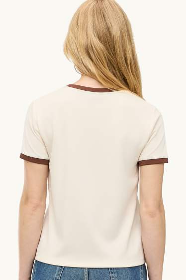 Dona - Samarreta de mànigues curtes - relaxed fit - marró / blanc trencat