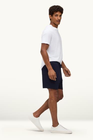 Hommes - Short en molleton - finition texturée - bleu foncé